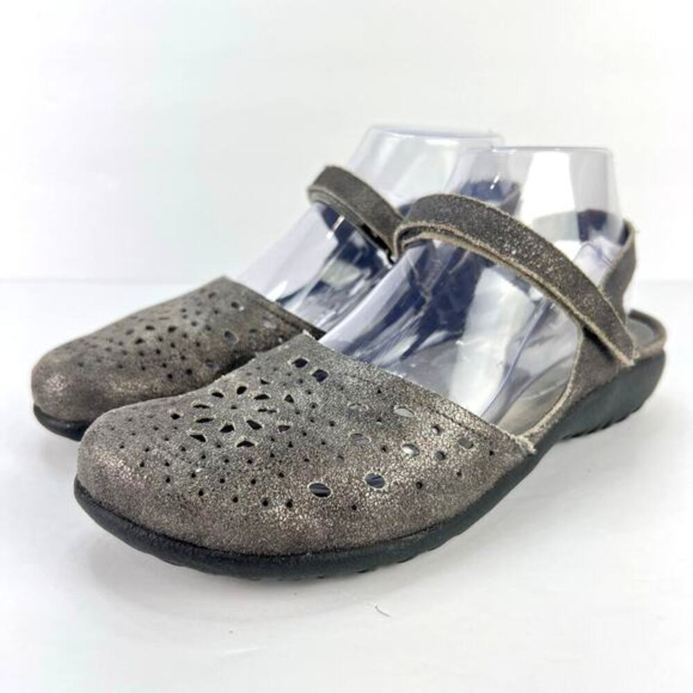 Naot Arataki Shimmery Grey Suede Strappy Closed Toe Comfort Sandals EU 39